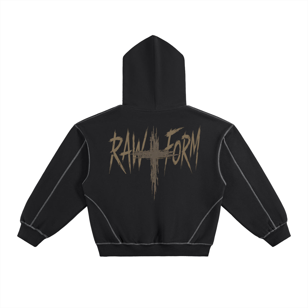 Raw Form Contrast Stitch Pullover Hoodie
