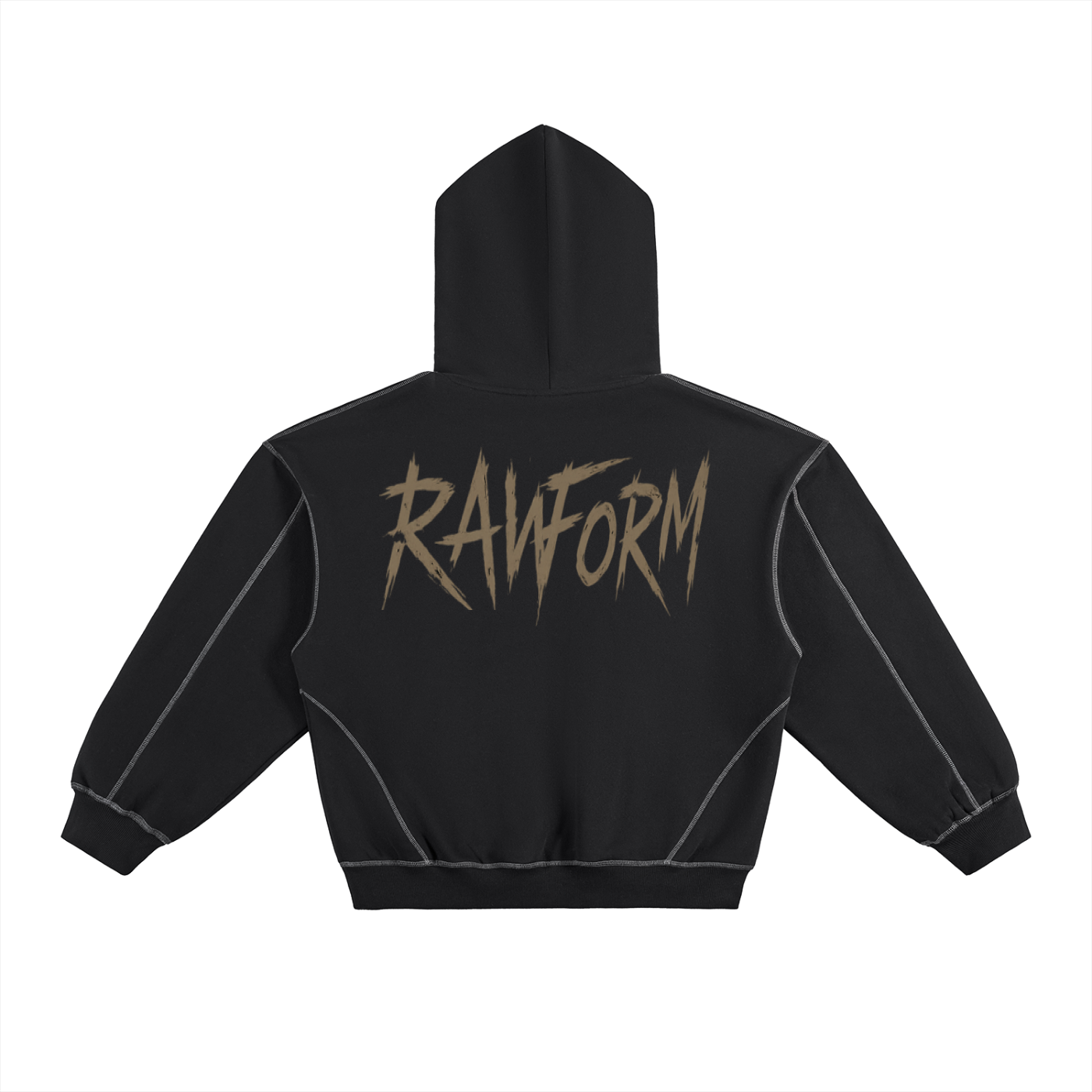 Raw Form Contrast Stitch Pullover Hoodie