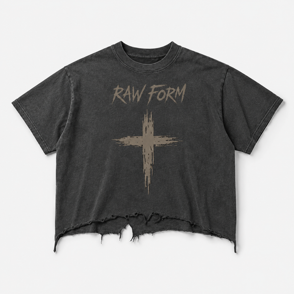 Distressed Hem Raw Form Cropped Tee