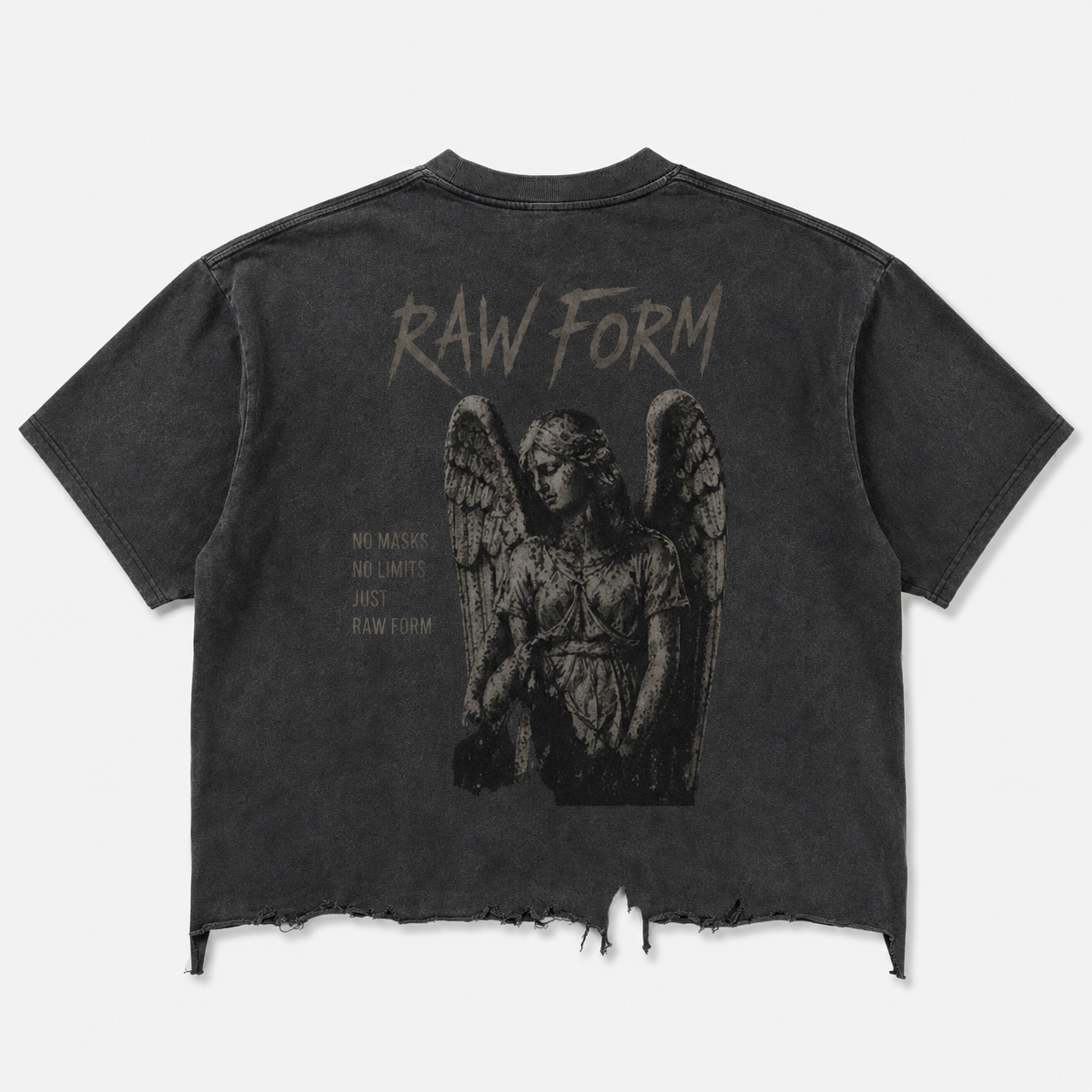 Distressed Hem Raw Form Cropped Tee