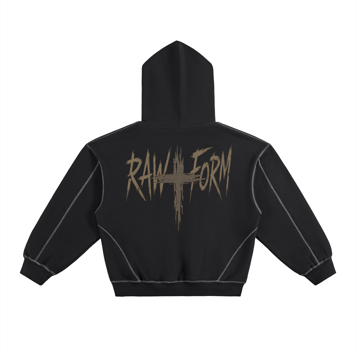 Raw Form Contrast Stitch Pullover Hoodie