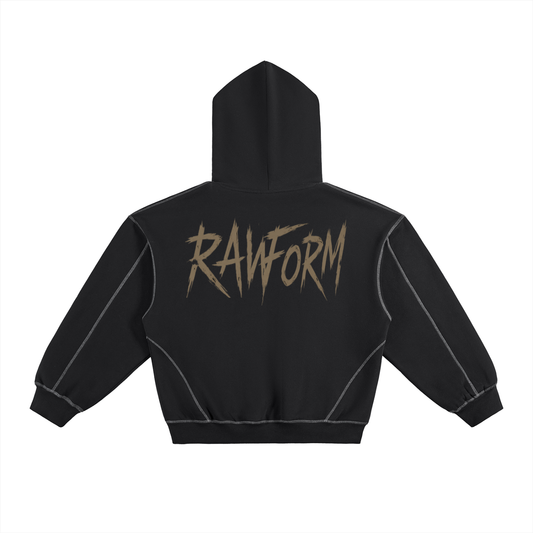 Raw Form Contrast Stitch Pullover Hoodie